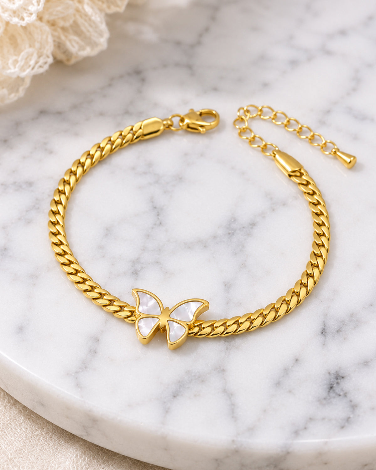 Butterfly Gold Chain Necklace & Bracelet Jewelry Set