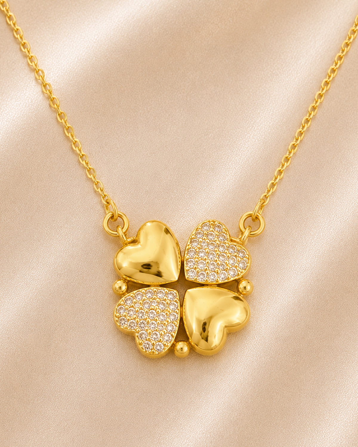 Magnetic Four Heart Clover Necklace for Women