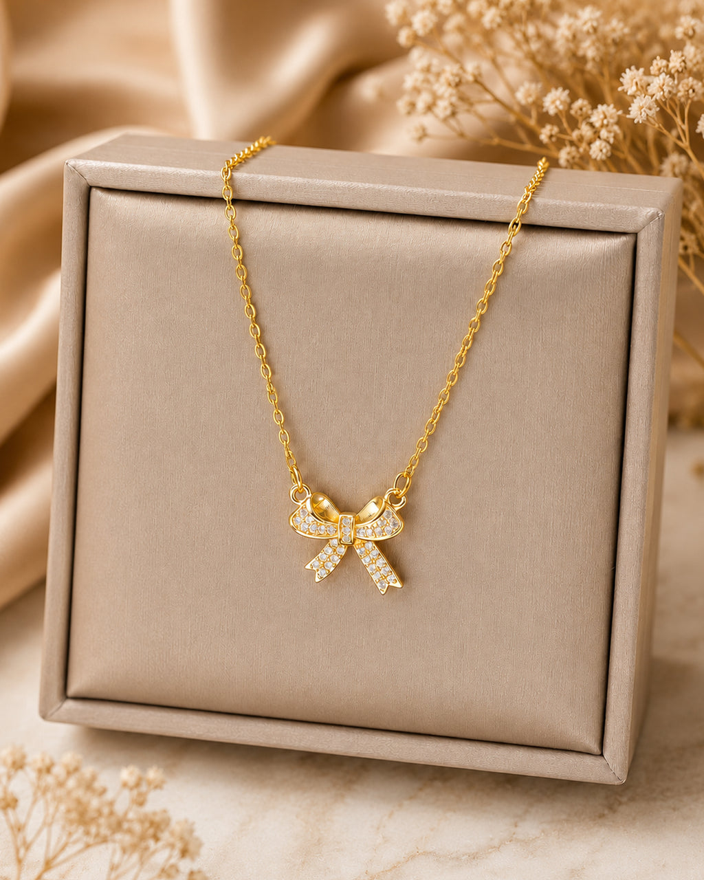 Crystal Bow Pendant Necklace