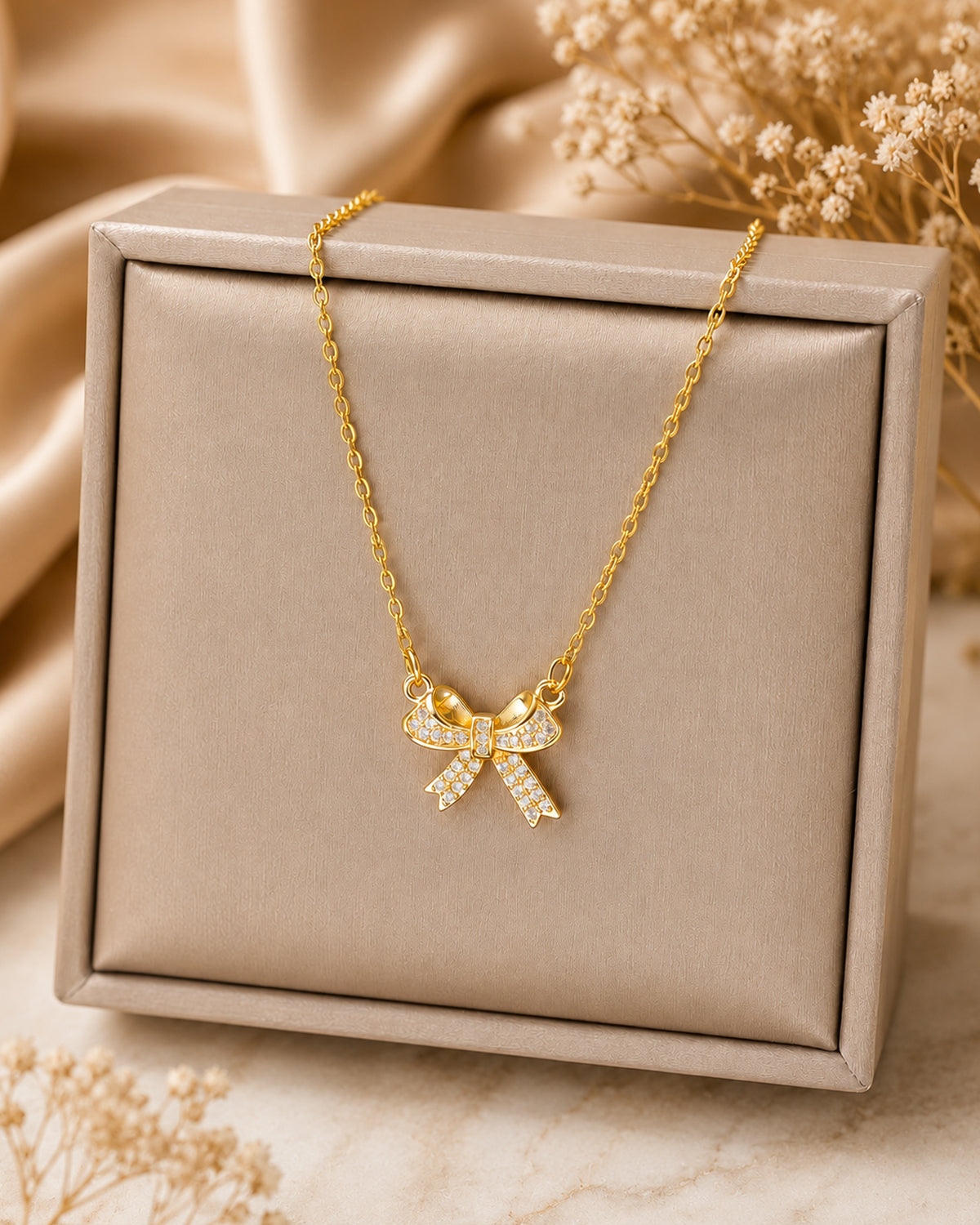 Crystal Bow Pendant Necklace