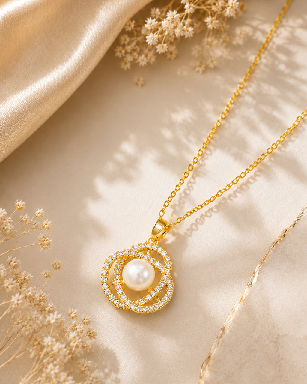 Elegant Pearl Swirl Pendant Necklace