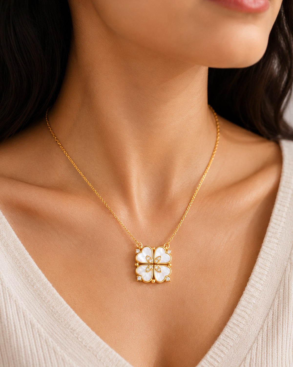 Convertible Mother of Pearl Clover Pendant