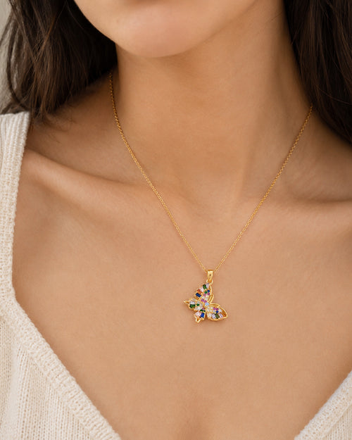 Colourful Butterfly Pendant Necklace