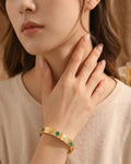 Green Clover Gold Plated Cuff Bracelet