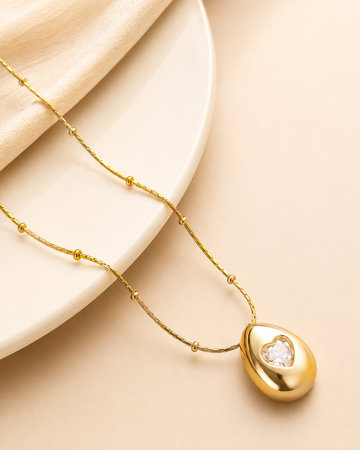 Heart Accent Teardrop Pendant Necklace