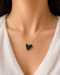 Minimalist Black Heart Pendant Necklace