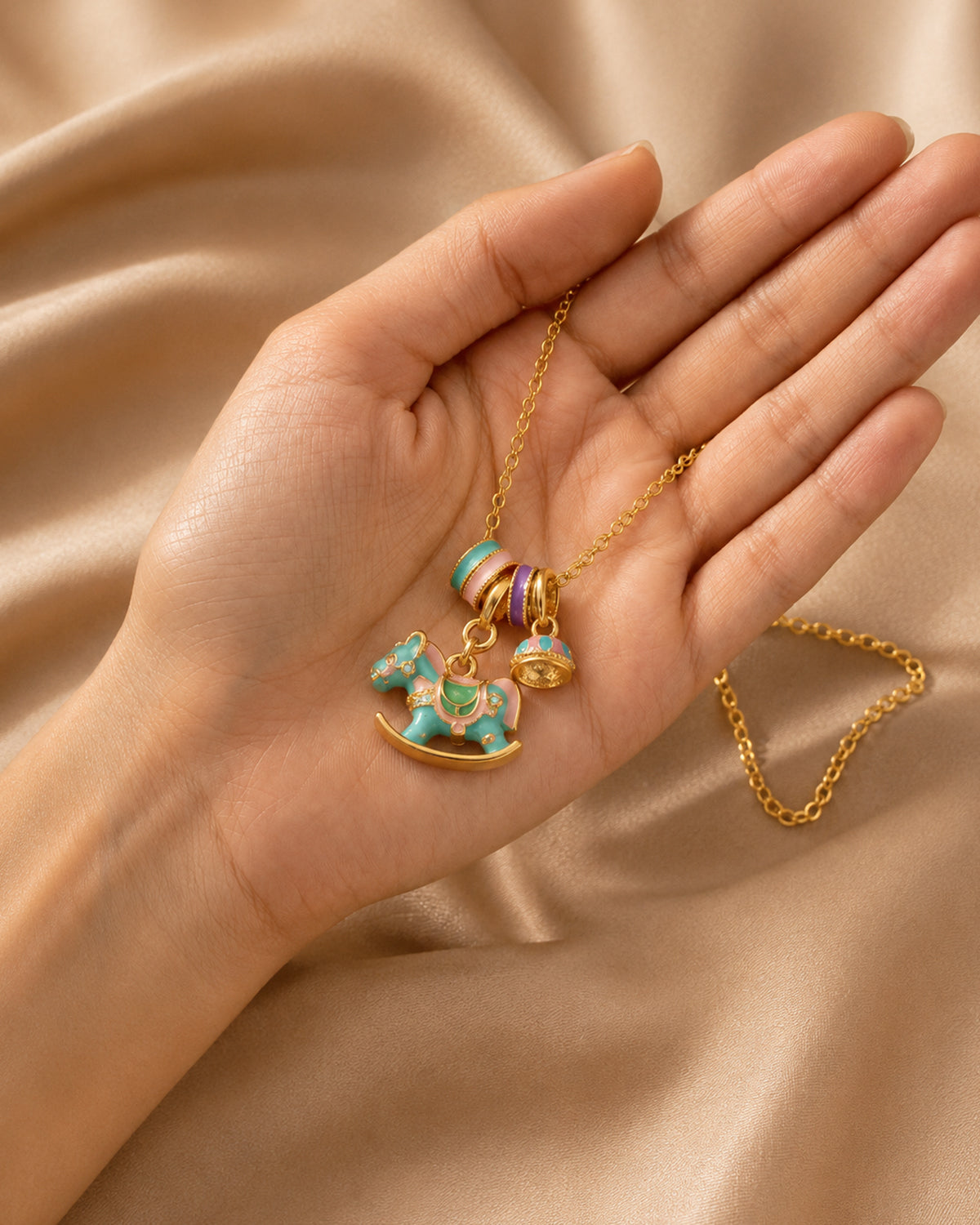 Carousel Horse Charm Pendant Necklace