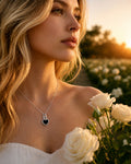 Silver Black Heart Pendant Necklace