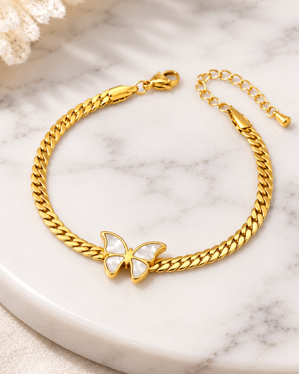 Butterfly Gold Plated Open Cuff Bracelet