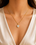 Heart Halo Pendant Necklace with Clear Centre Stone
