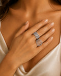 Dual Statement Ring Set – Silver Tone