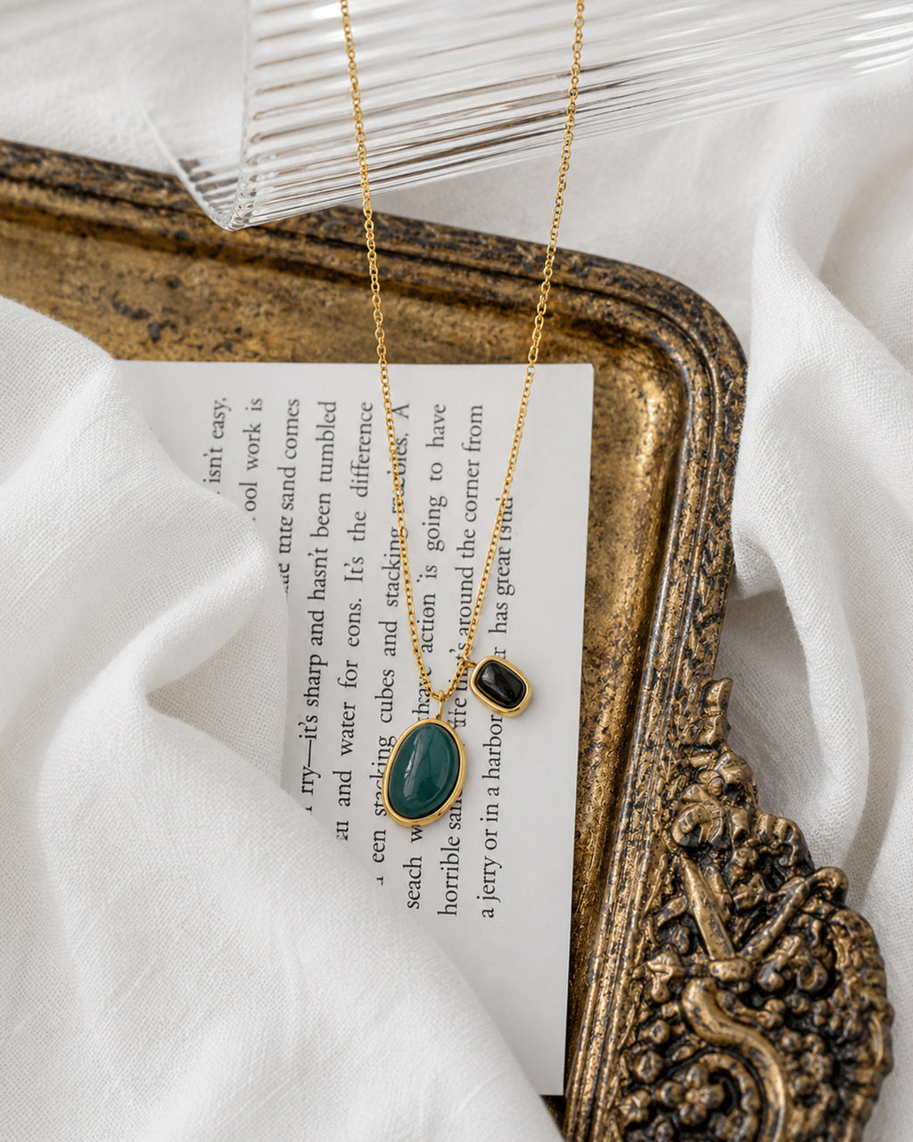 Dual Oval Charm Pendant Necklace