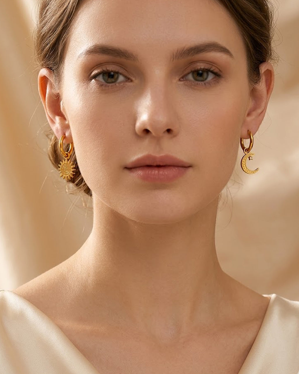 Sun & Moon Charm Hoop Earrings