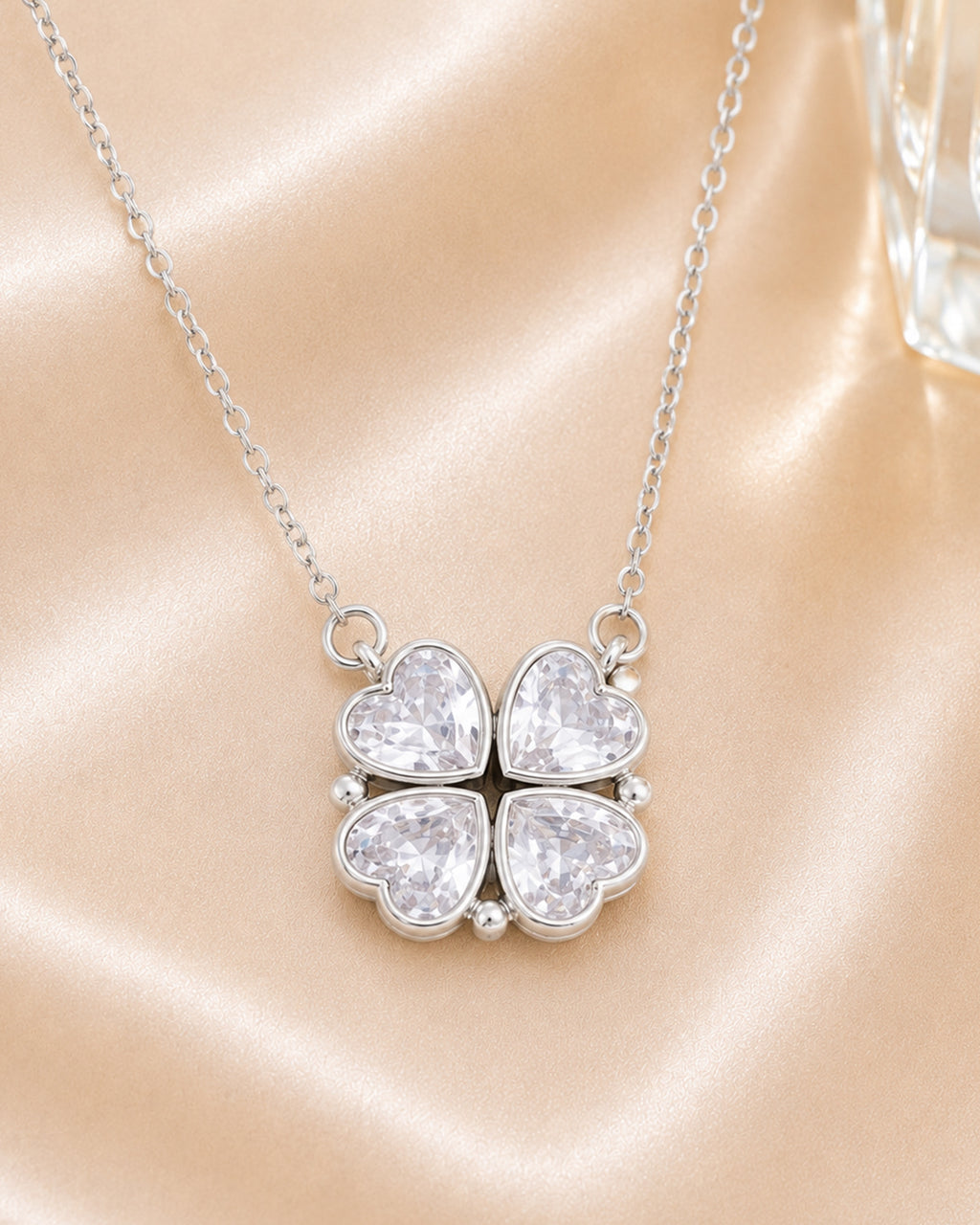 Convertible Silver Plated Lucky Clover Necklace
