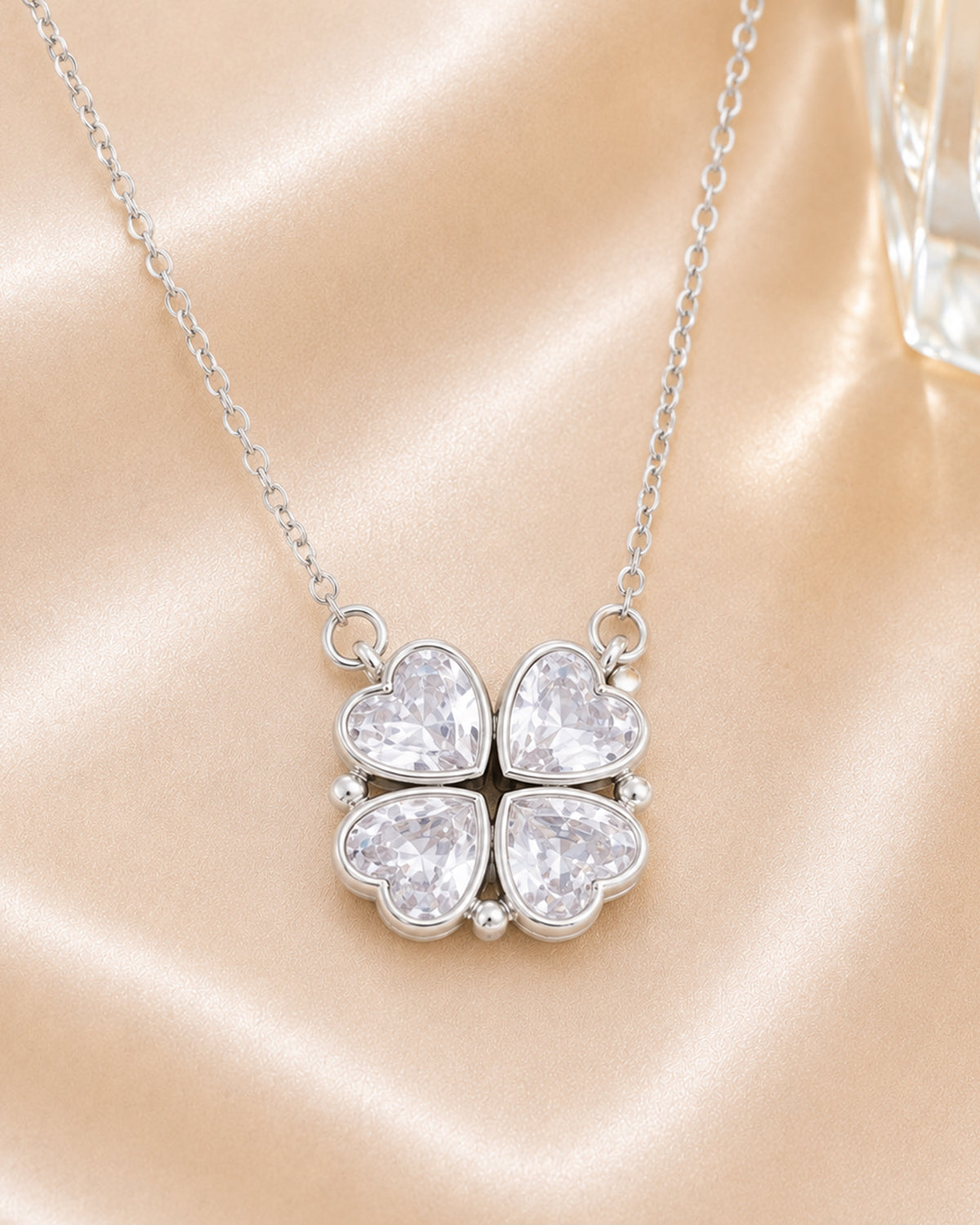 Convertible Silver Plated Lucky Clover Necklace