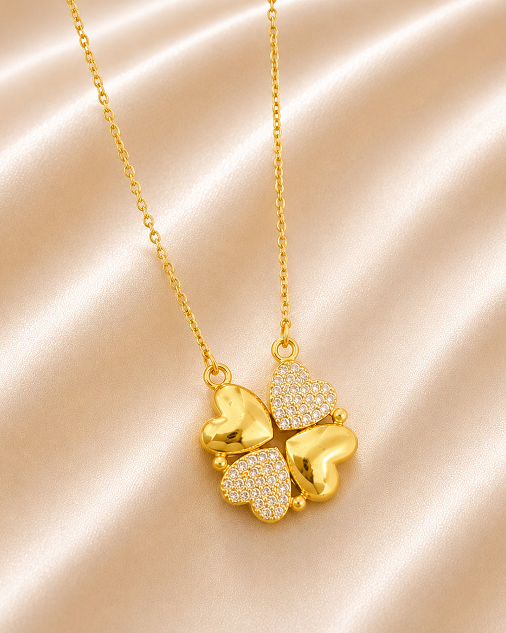 Magnetic Four Heart Clover Necklace for Women