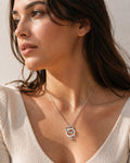 Silver Interlocking Circle Drop Pendant Necklace