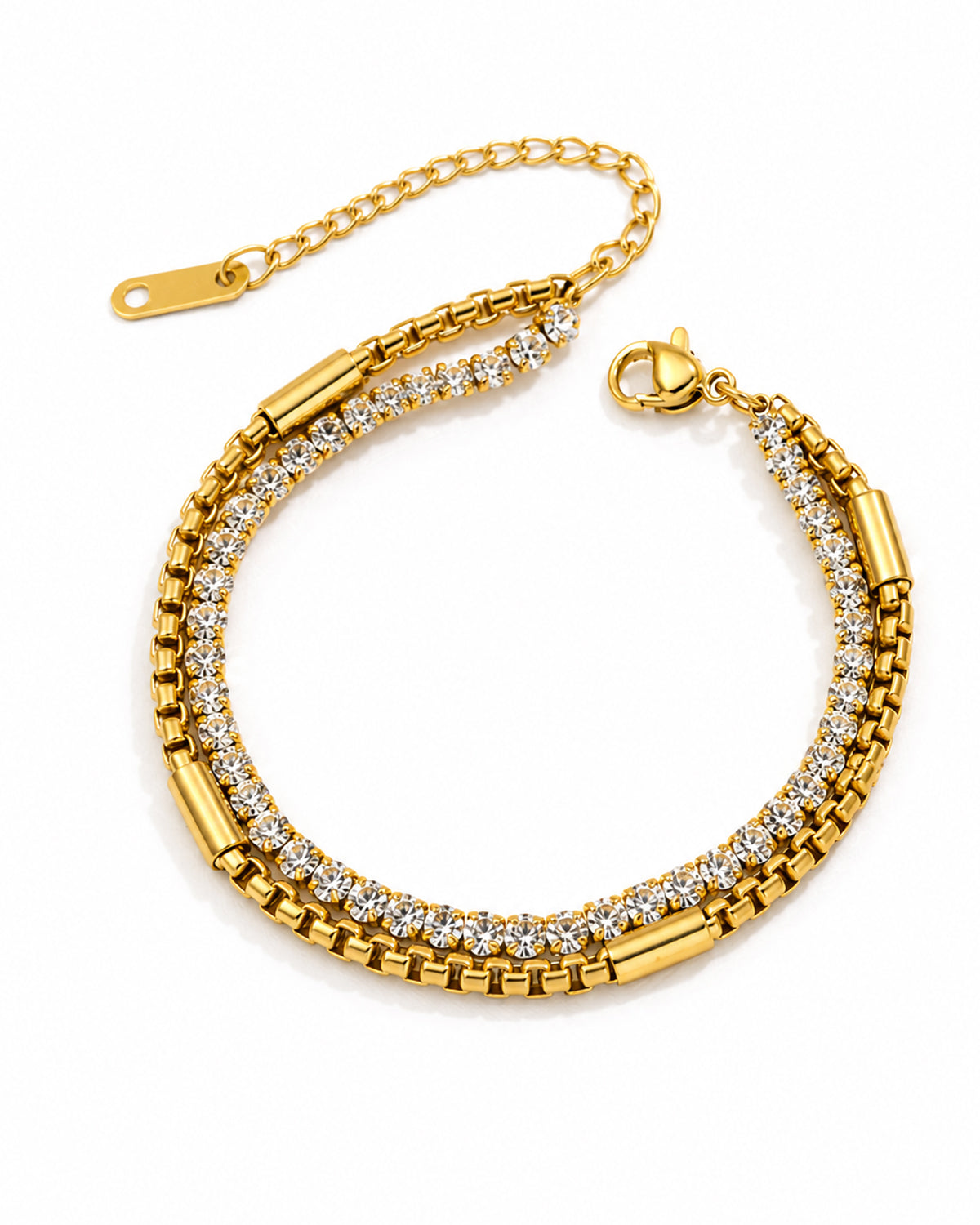 Gold Plated Crystal Tennis Bracelet