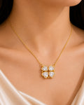 Magnetic Four Heart Clover Pendant Necklace – Gold Finish