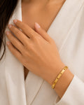 Gold Star Engraved Cuff Bangle Bracelet