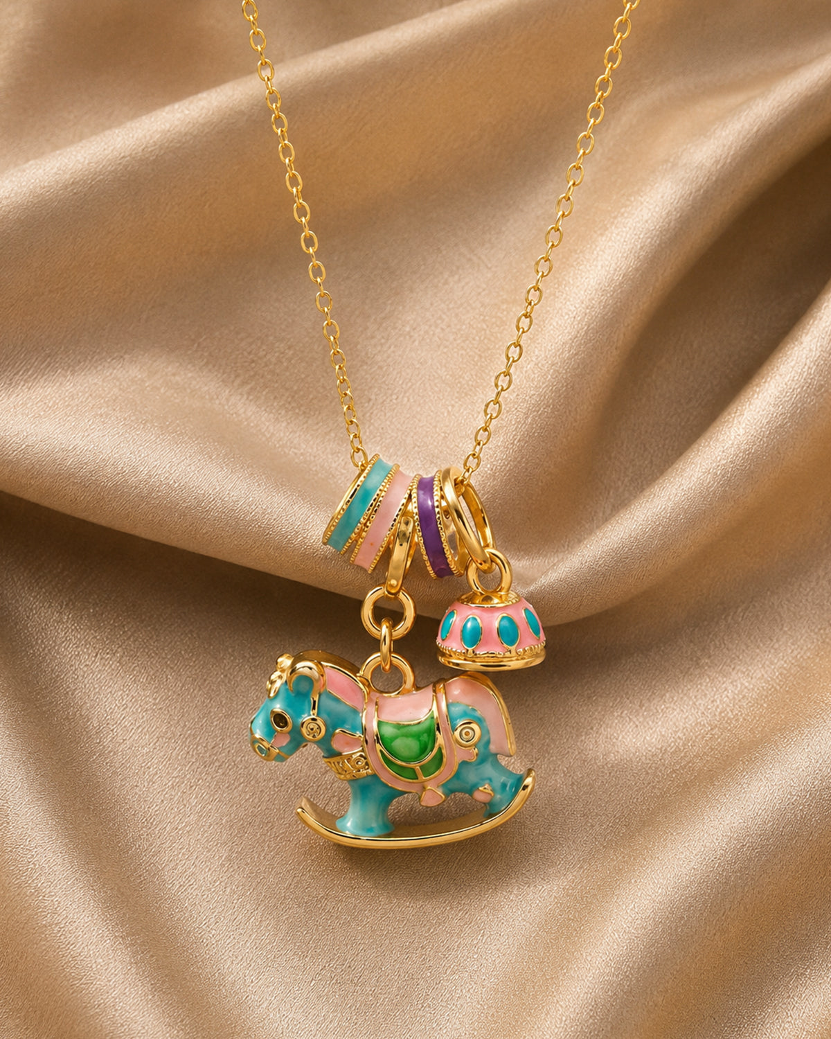 Carousel Horse Charm Pendant Necklace