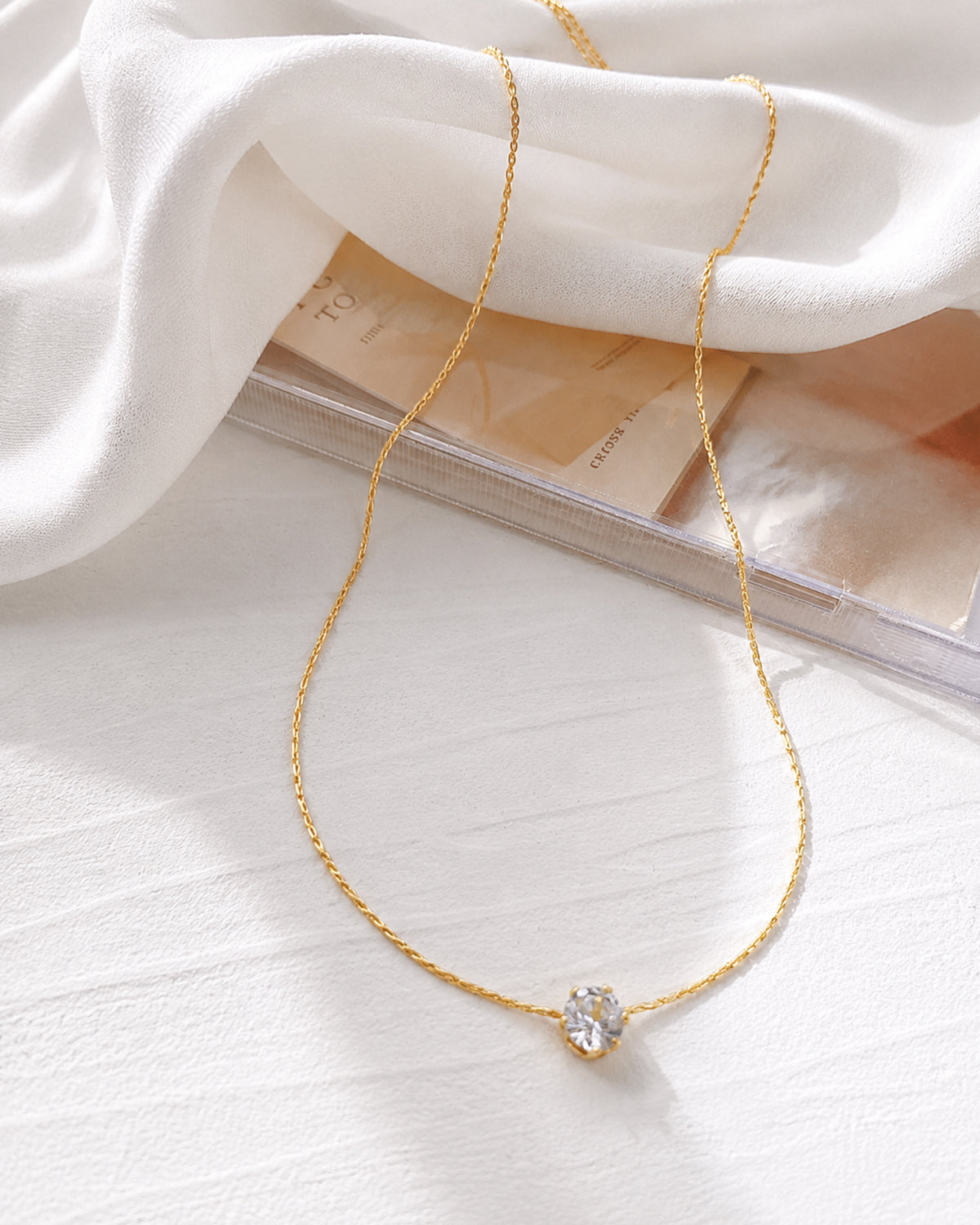 Classic Round Solitaire Crystal Pendant Necklace