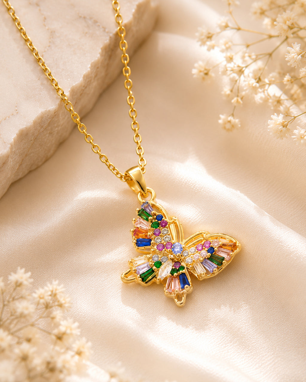 Colourful Butterfly Pendant Necklace