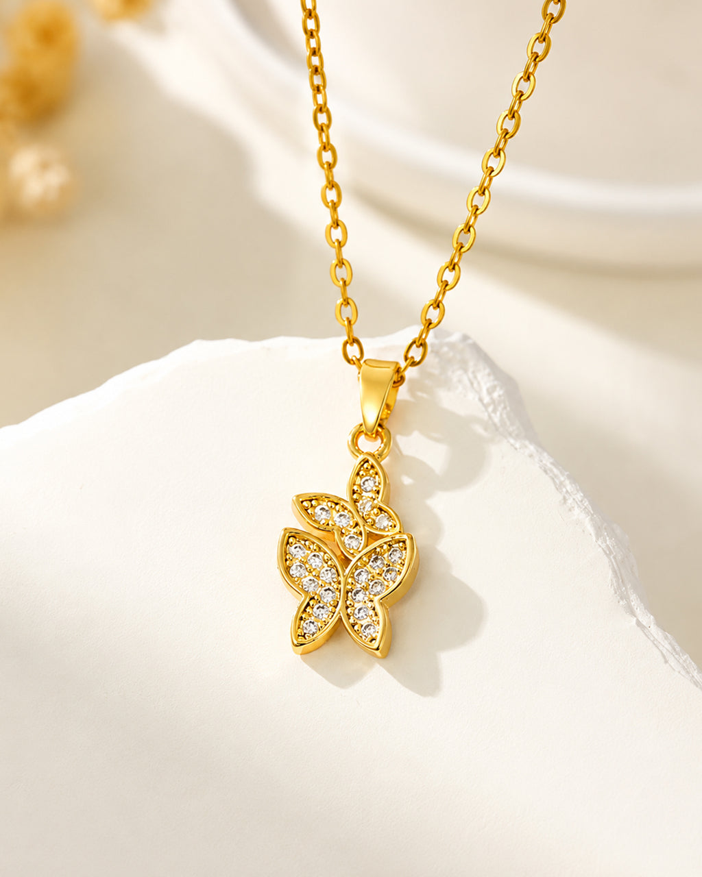 Sparkling Butterfly Charm Necklace