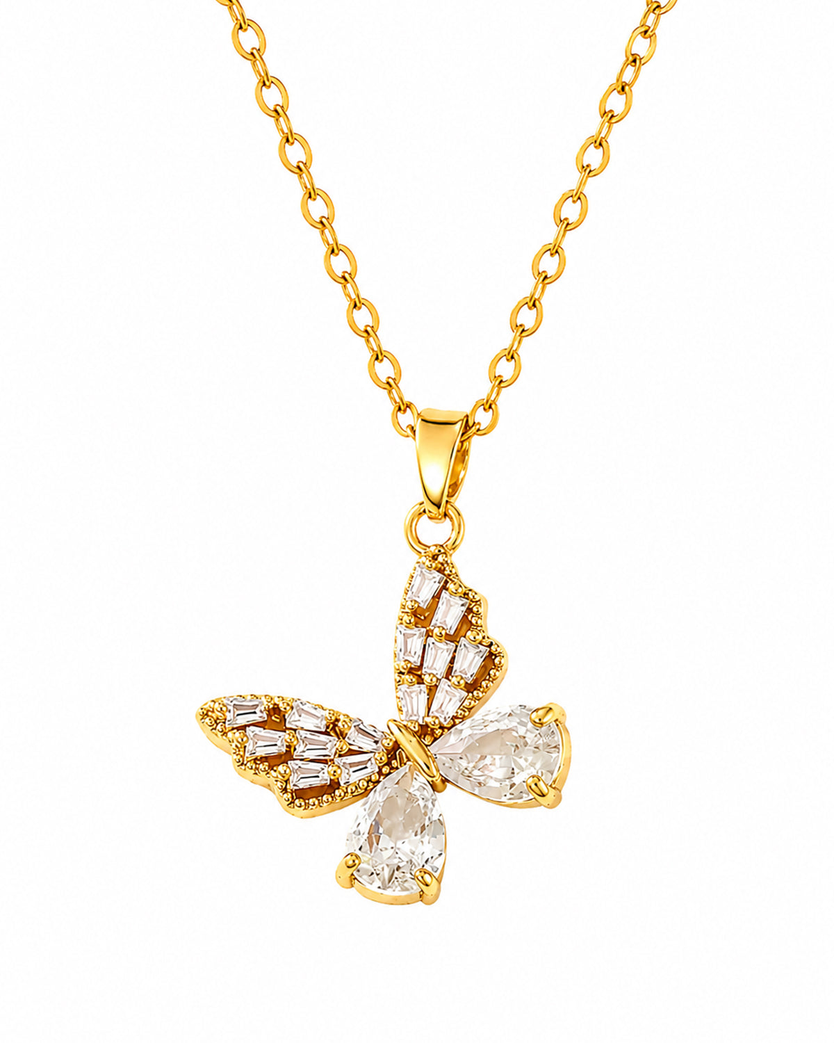 Crystal Butterfly Pendant Necklace