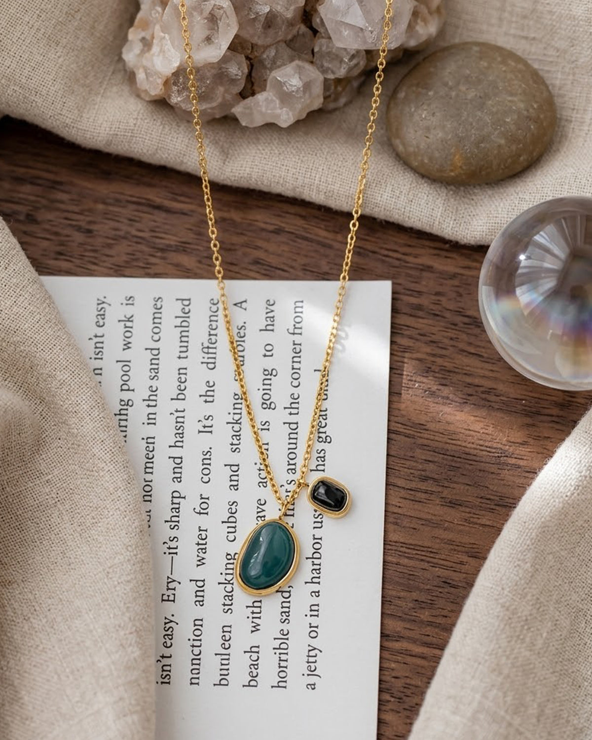 Dual Oval Charm Pendant Necklace