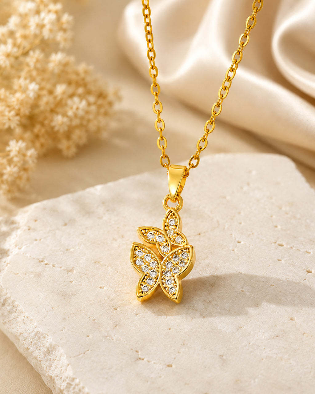 Sparkling Butterfly Charm Necklace