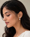 Silver Knot Pearl Drop Stud Earrings