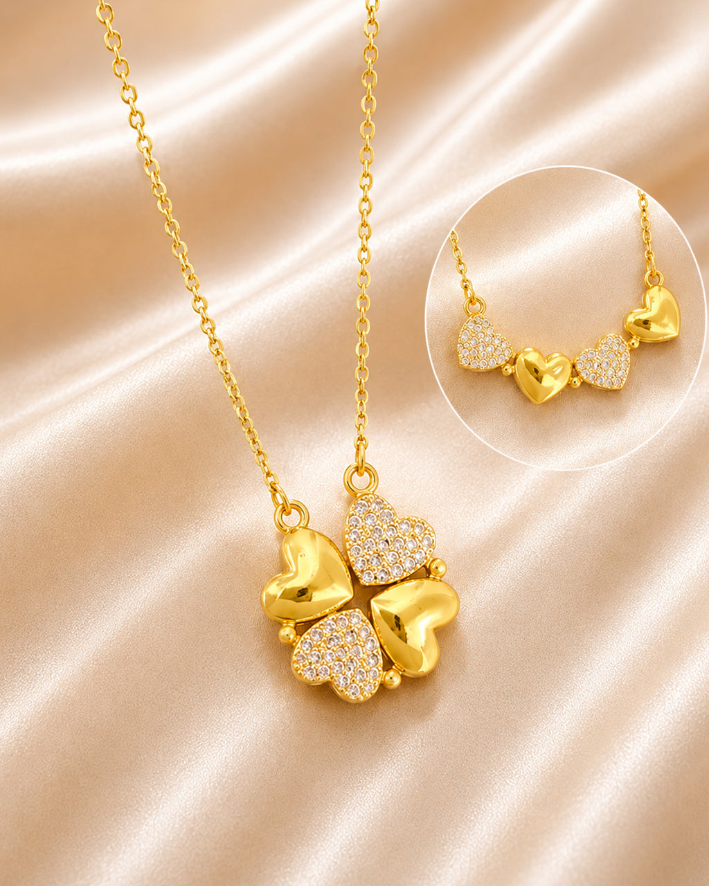 Magnetic Four Heart Clover Necklace for Women
