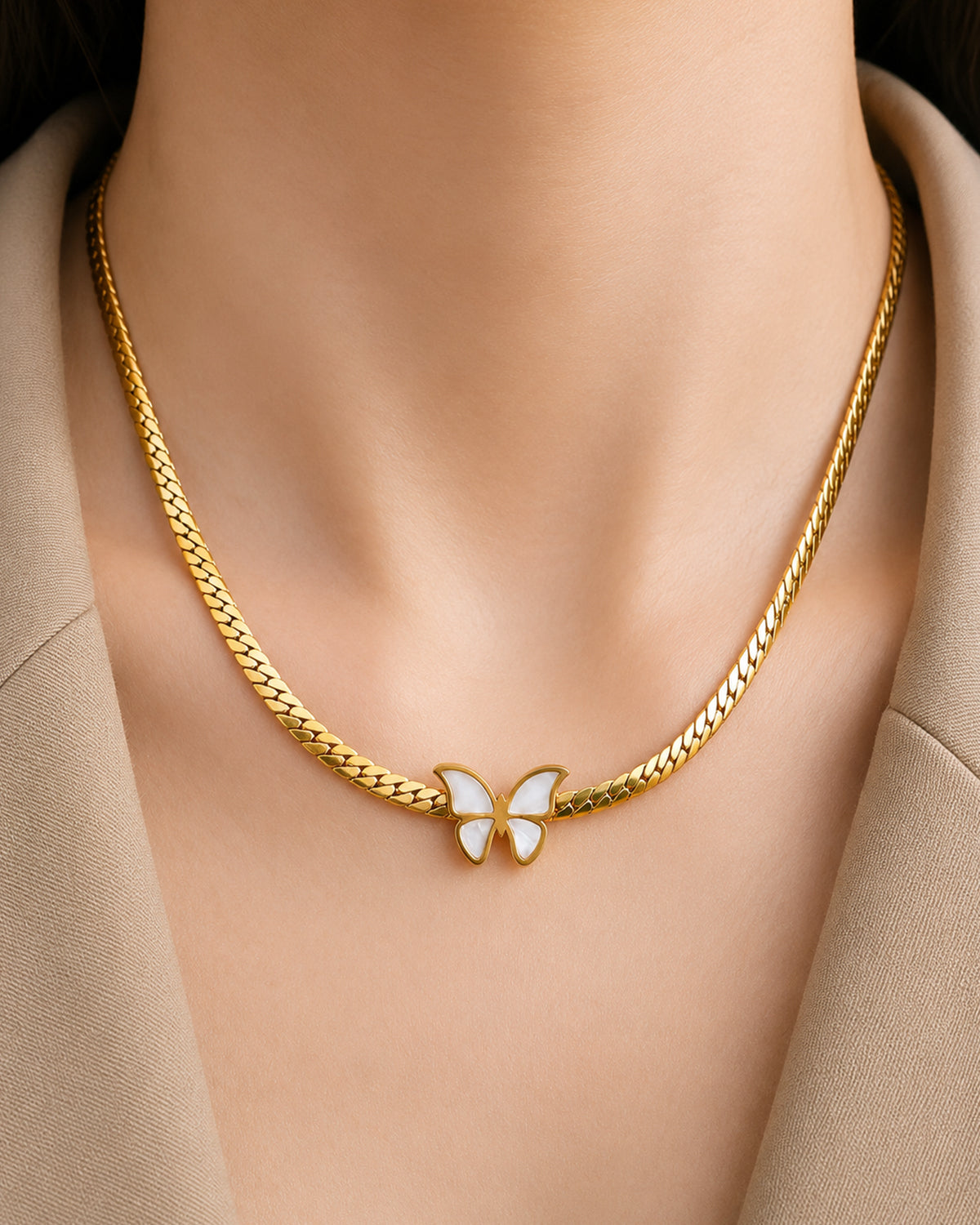 Butterfly Gold Chain Necklace & Bracelet Jewelry Set